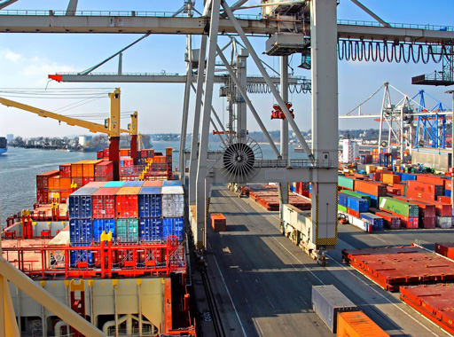 Bild Container-Verladung im Hamburger Hafen